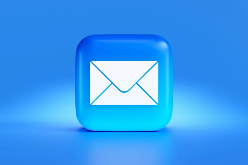 Blue email icon button with a white envelope