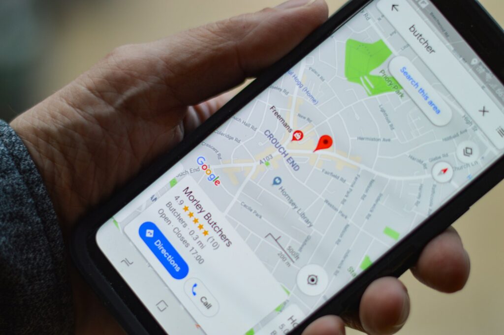 Google Maps on a smartphone, where Google Business Profile optimization pays off