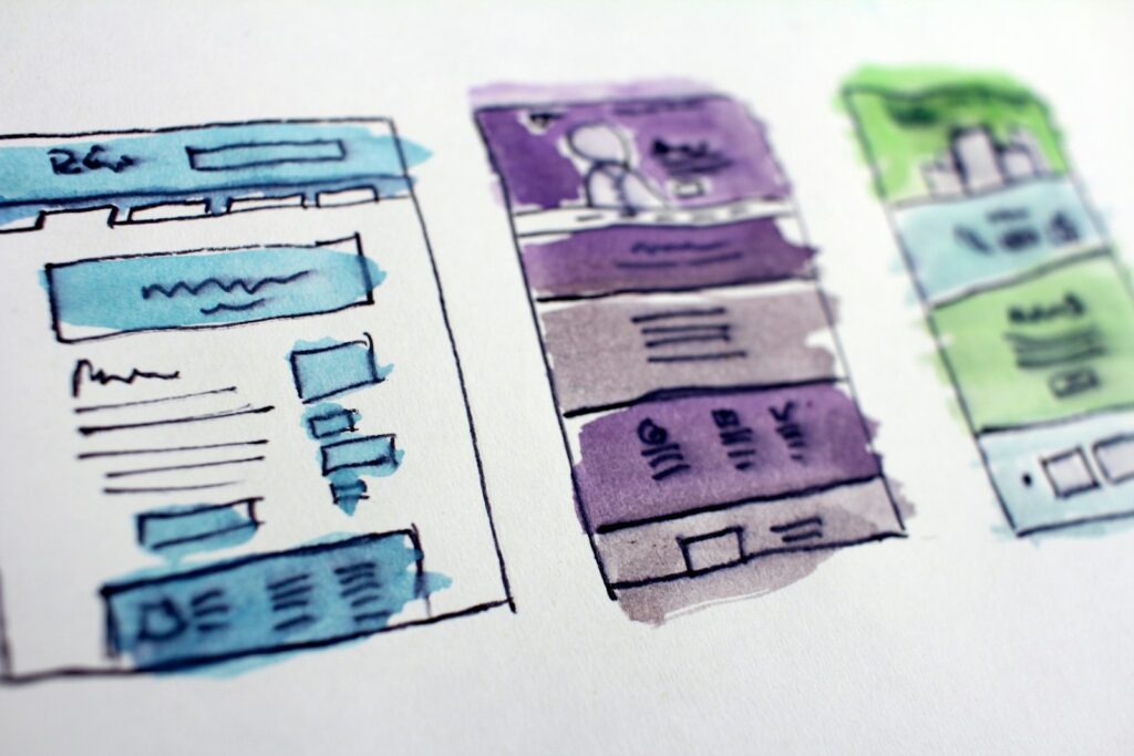 Website wireframe sketches showing landing page best practices