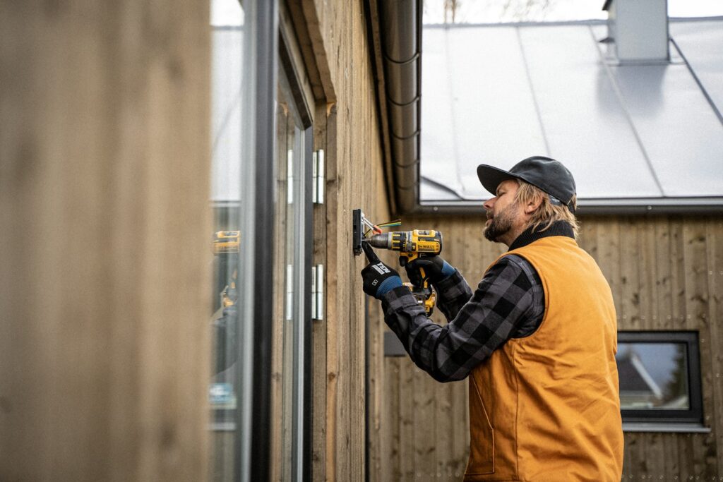 Electrician at work on a home service job