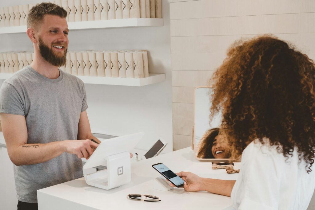 Owner talking with a customer to make things right after a bad review